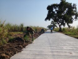Satgas TMMD 121 Mojokerto Tuntaskan Rabat Beton Jalan Dusun Bandung Wetan
