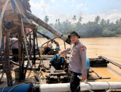 Polsek Cerenti Tertibkan 12 Rakit PETI Jenis Dompeng di Sungai Kuantan Desa Pulau Busuk