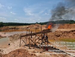 Polsek Hulu Kuantan Tindak PETI di Serosah, Dua Unit Dompeng Dimusnahkan