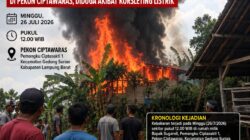 Rumah Milik Sugandi di Pekon Ciptawaras Ludes Terbakar, Diduga Akibat Korsleting Listrik